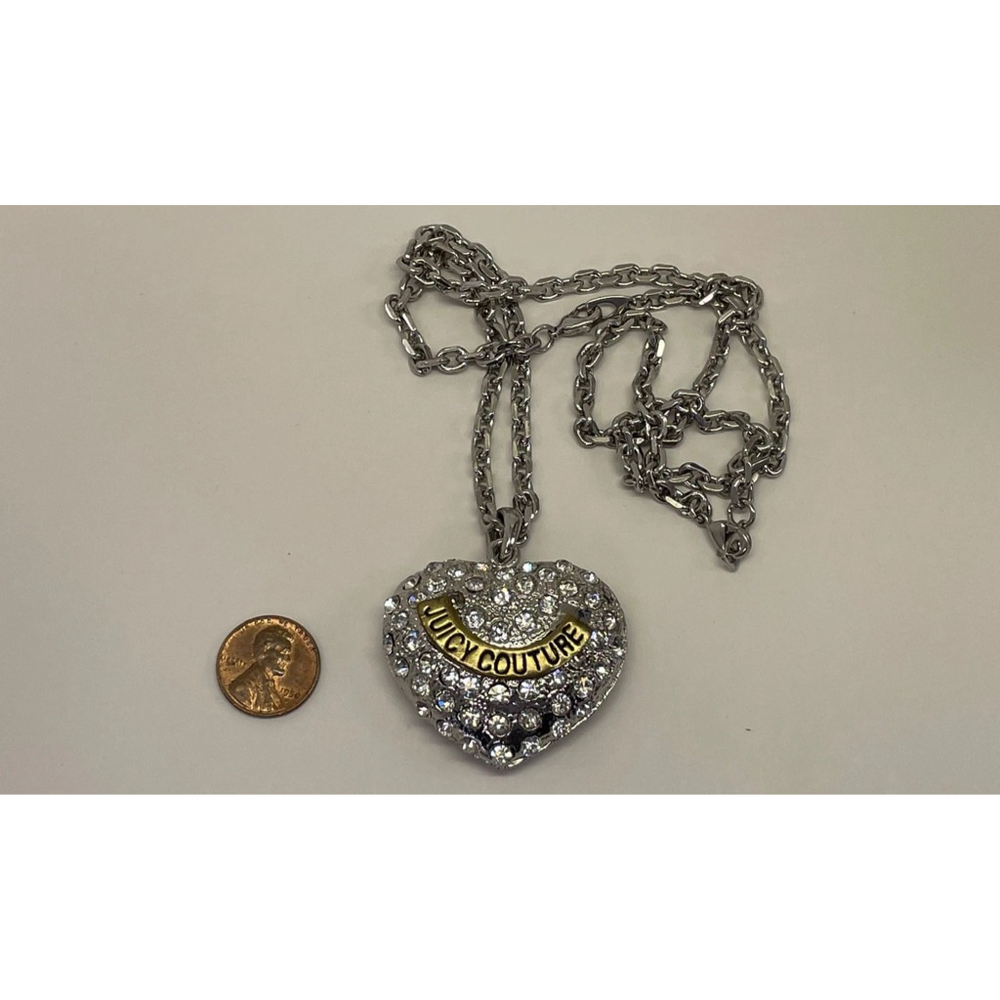 Juicy Couture Icy Pave Large Heart Pendant Silver Tone Fashion Necklace 1845 - Picture 5 of 5